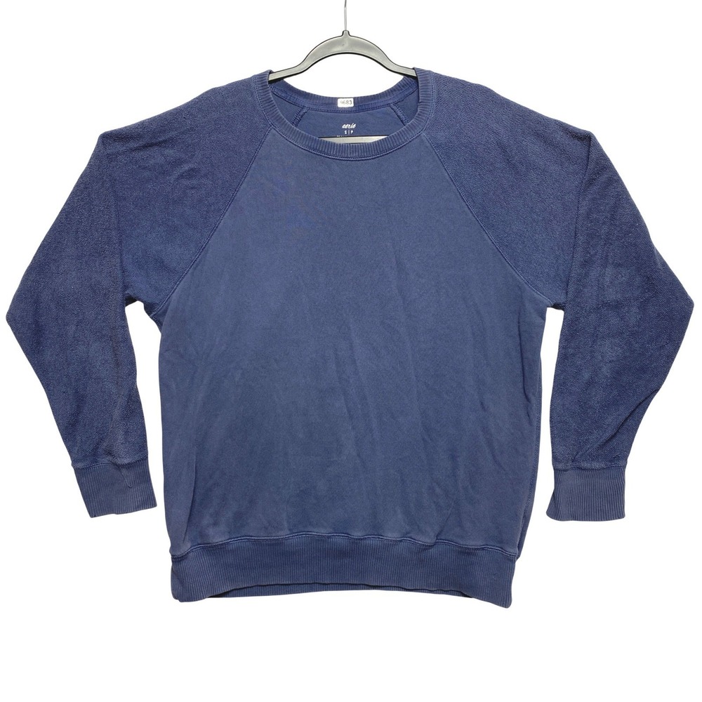 Aerie Sweatshirt Mens Small Blue Raglan Sleeve Textured French Terry Pullover